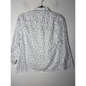 Lake White and Green Long Sleeve Button Up Cotton PJ Top Sz S